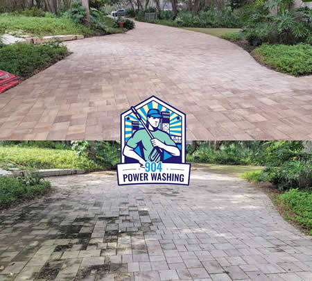 Driveway washing in fleming island fl removing algae and tire marks